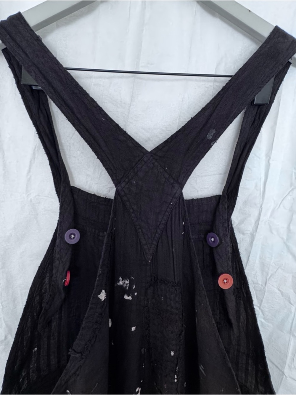 Magnolia Pearl Black Overalls with 'PEACE' Graphic and White Paint Splatter - Picture 13 of 16